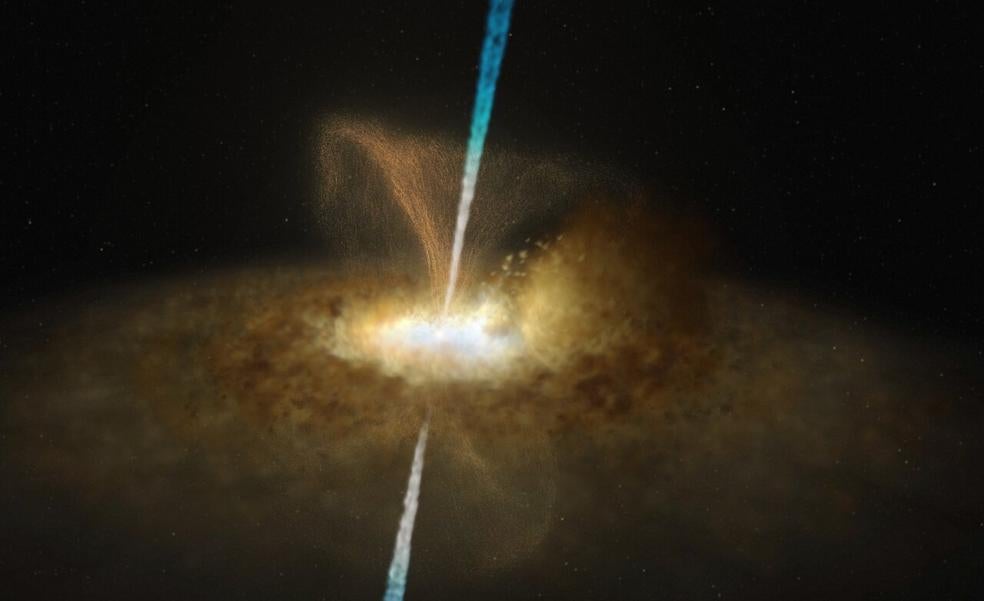 Descubren un agujero negro supermasivo escondido entre el polvo en el centro de una galaxia