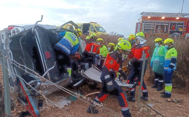 Herida grave al salirse de la vía su vehículo en la N-232, en Aldeanueva