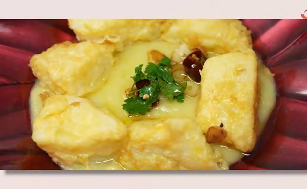 Bacalao rebozado con purrusalda