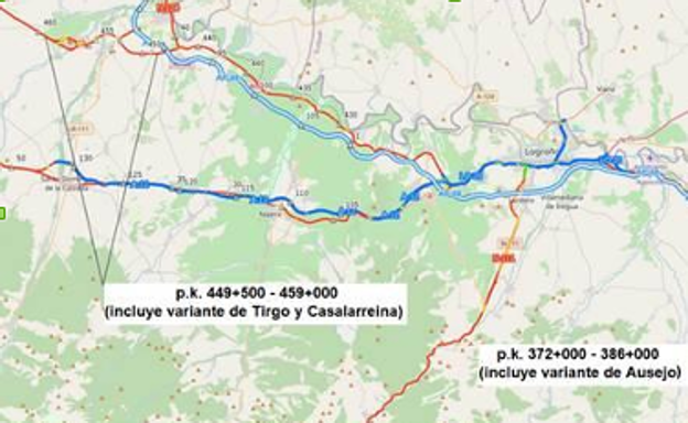 Adjudicada la rehabilitación del firme de la N-232 en las variantes de Ausejo, Casalarreina y Tirgo