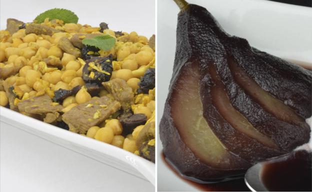 La receta de hoy de Javier Romero: peras al vino de Rioja y garbanzos con cordero