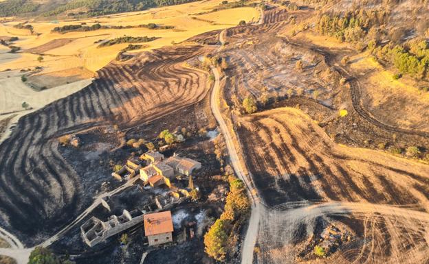 Así se ven desde el aire las 104 hectáreas quemadas en Yerga