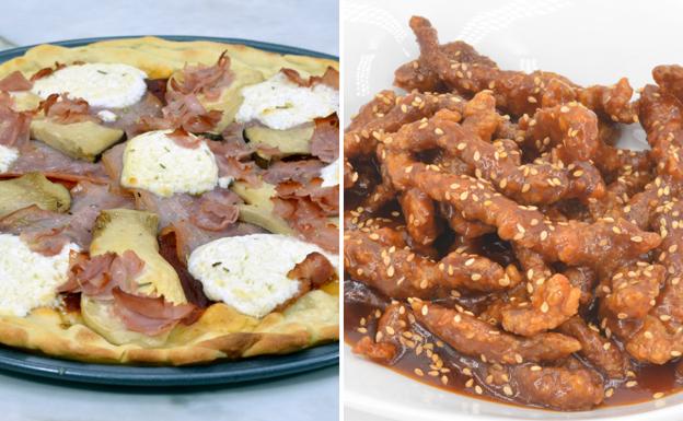 La receta de Javier Romero: pizza con queso de cabra y cerdo agridulce