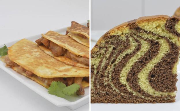 La receta de Javier Romero: bizcocho marmolado y quesadillas de lomo y mozzarella