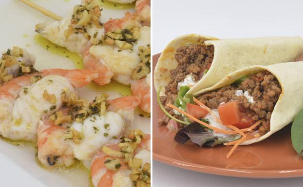 La receta de Javier Romero: brochetas de rape y burritos de carne con crema agria