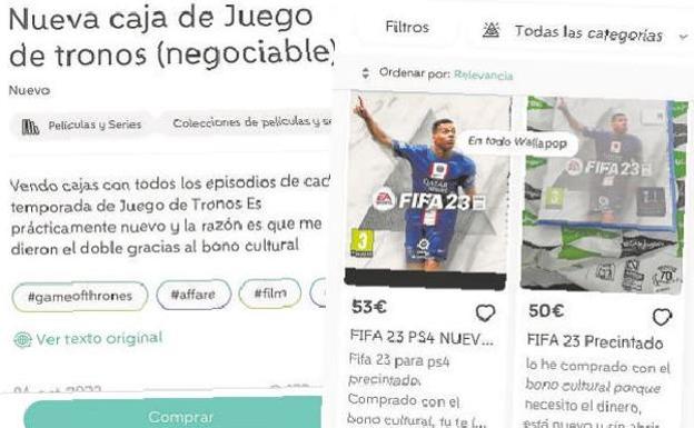 Jóvenes revenden en Wallapop productos que compran con el bono cultural