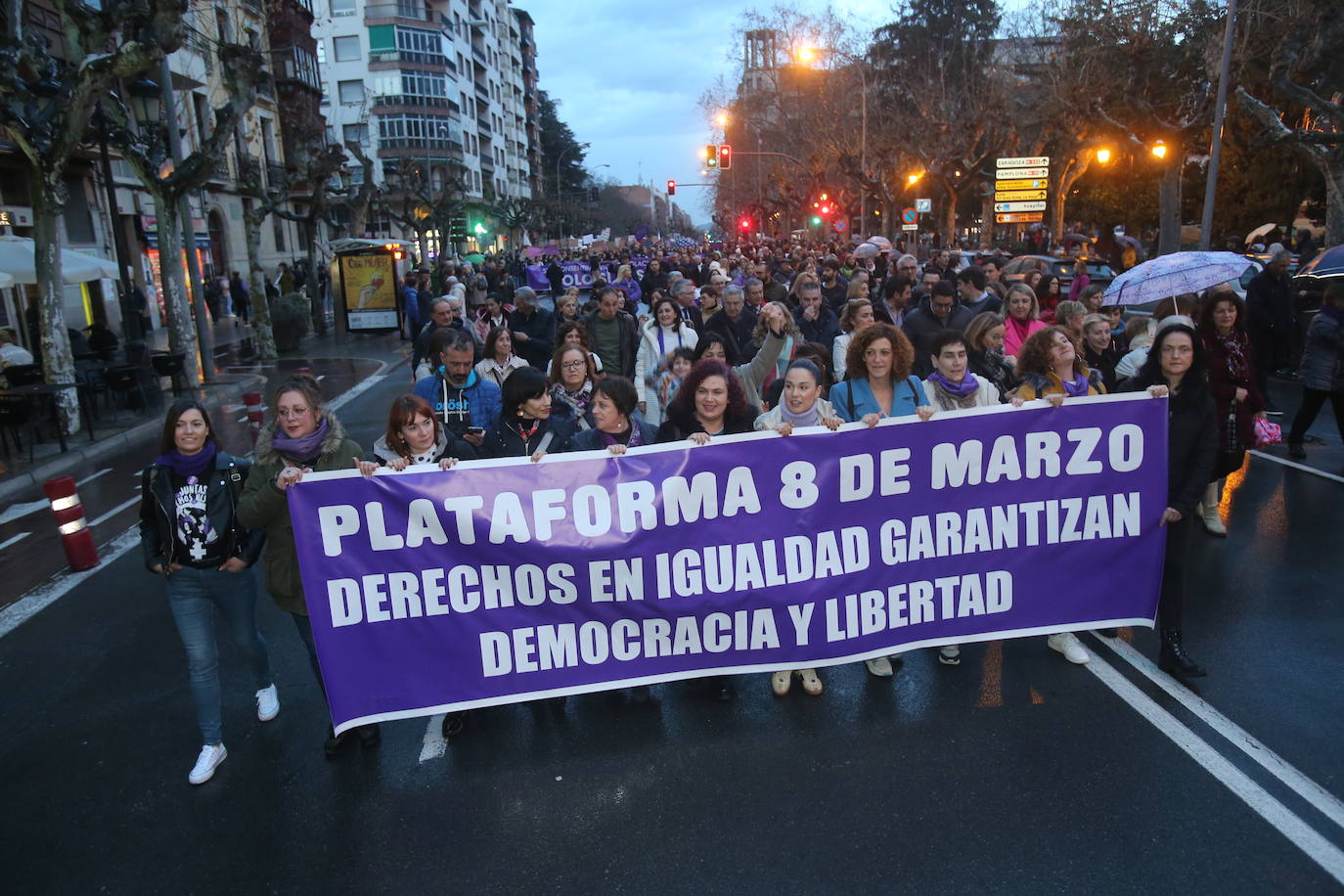 Manifestación del 8M en Logroño bajo la lluvia