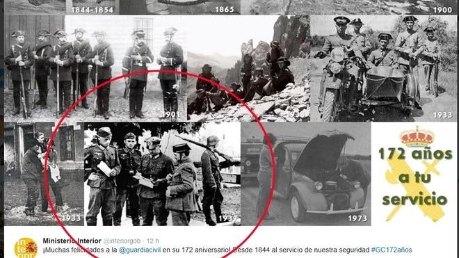 Interior felicita a la Benemérita con una foto de un guardia civil con soldados nazis