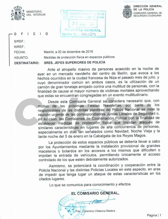 Interior pide la instalación urgente de «bolardos» para evitar ataques con camiones