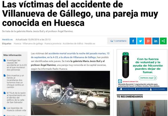 Un profesor logroñés fallece junto a su mujer en un accidente en Zaragoza